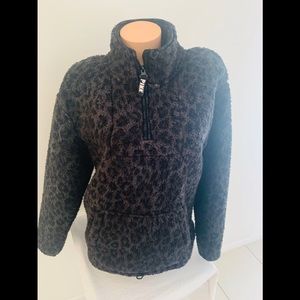 PINK VS Women 3/4 Zip Sweater Sherpa Black M
